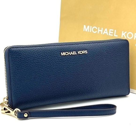 Michael Kors Large Continental Wallet Wristlet Navy Blue (NWT) - Picture 1 of 7